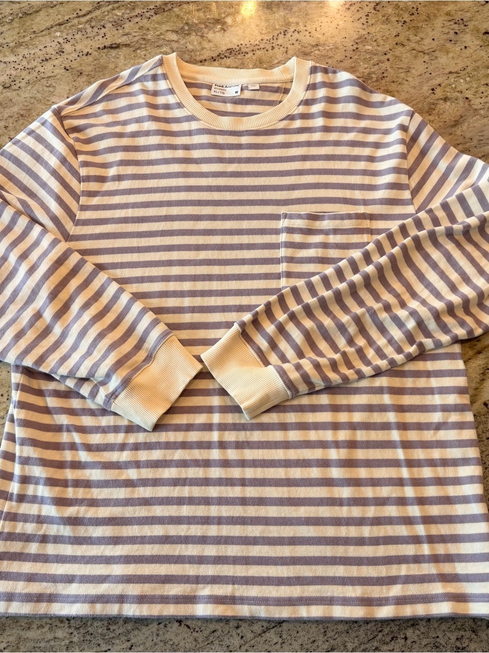 Striped Long-Sleeve Pocket Shirt - Cream & Lavender